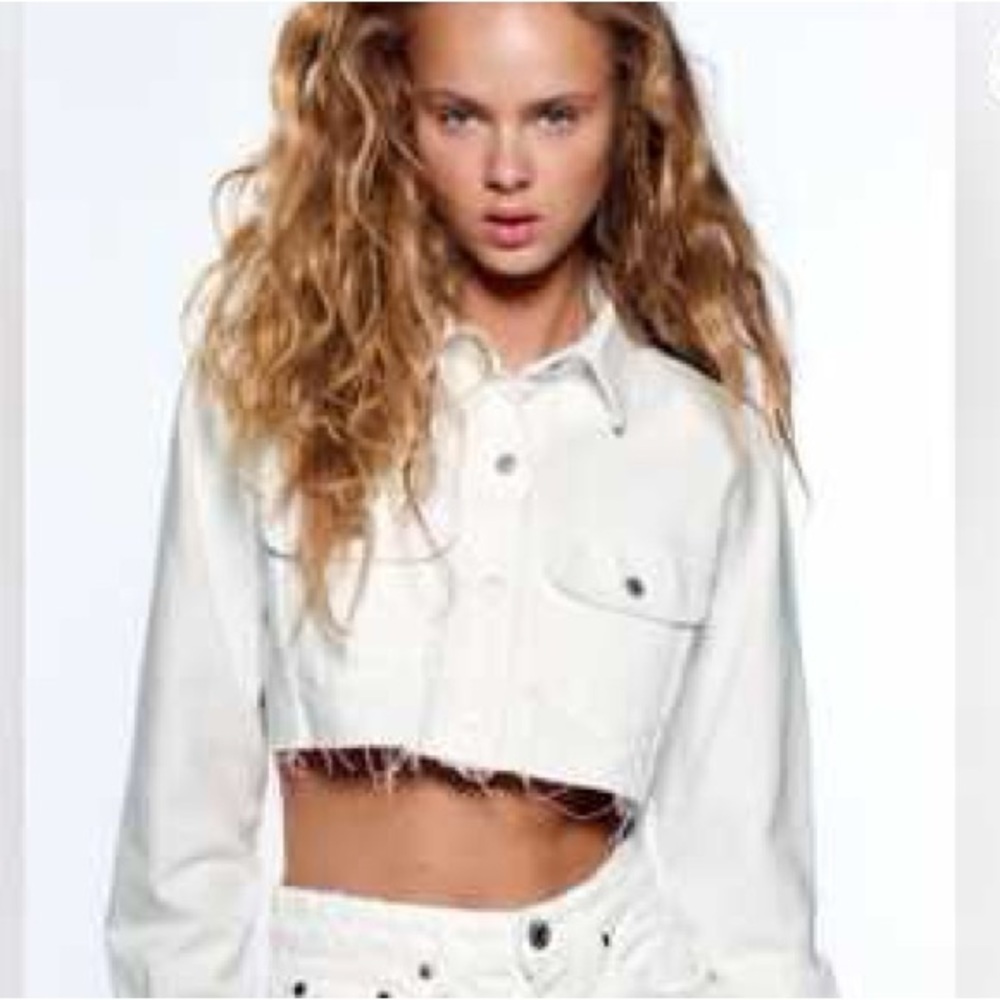 NEW Zara Women's Small White Denim Jacket